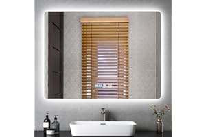 wowspeed Espejos de Baño con Luz LED 80 x 60 cm, Espejo Baño con luz Regulable de 3 Colores, Función Antivaho, Ajuste de Brillo, Interruptor Táctil