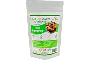 VITMAN NUTRITION L-Arginine L-Lysine L-Ornithine Tablets - Synergistic Amino Acid Complex 120 x 800mg Pills - Health Supplement Bodybuilder Gym Muscle Mass Support - Promotes Optimal Assimilation & Absorption (120)