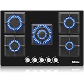 IsEasy Gas hob 5 fires, built-in cooker, suitable for natural gas and liquefied gas