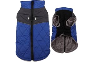 JoyDaog Manteau chaud en polaire pour petits chiens, veste imperméable avec anneaux en D, pour les hivers froids, bleu, taille M