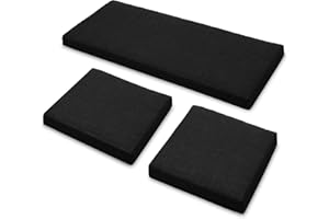 Sapphire Collection 3 Pieces Replacement Cushions Set for Rattan Chairs Sofa Patio Garden Outdoor Furniture - Water Resistant, Lightweight, and Durable - Multiple Colors Available (Black)
