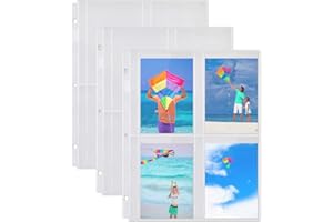 Dunwell Photo Album Page Refill - (3.5x5, 50 Pack), for 400 Pictures, 3-Ring Binder Photo Pockets, Each 4-Pocket Photo Page Holds 8 Pictures, 3.5 x 5 Photo Protectors or 3.25x5.25 Seed Binder