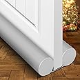Holikme Twin Door Draft Stopper Weather Stripping Noise Blocker Window Breeze Blocker Adjustable Door Sweeps 34inch Grey