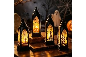 Halloween pumpa lykta LED-dekoration, 4 stycken att hänga upp 6 × 6 × 19 cm
