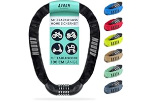 AARON Lock One Fahrradschloss mit 5-stelligem Zahlencode, Kettenschloss aus Stahl und hoher Sicherheitsstufe, Schloss für für