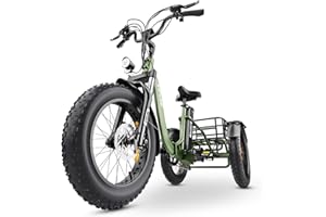 ONESPORTWAY HIDOES ET1 Tricycle Adulte Electrique, 20 x 4 Pouces Fat Tire Velo Pliant Adulte avec Batterie Lithium Amovible 48V 20Ah & Moteur 250W 25km/H, Urbain Camping Fret Velo Electrique pour Homme et Femme