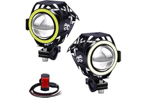 JOSE2015 Biqing U7 Faretti LED Moto, 2Pcs Fari Moto LED Faretto Anteriore 12V 24V LED Spotlight Faro Supplementare Motocicletta Lampada Antinebbia 6000K con Interruttore