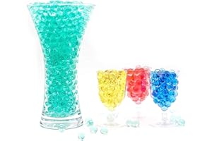 Risai Water Balls, Crystal Gel Beads Perfect for Hydrogel Plants Vase Filler, Centerpiece Silicone Orbs, Non-Toxic Clear Jelly Gems, Growing Bead 500pcs, Turquoise 10g