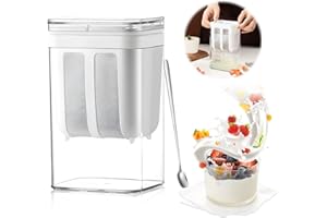 HEDMON Passoire à Yaourt Grecque,1100 ML Lavable Passoire Yaourtière Séparateur de lactosérum avec tamis en maille en acier inoxydable et couvercle Pour yaourt et yaourt