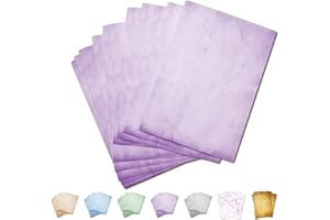 PARTYCARDS Carta da lettere vintage | Design retrò | 50 foglia| Viola|Formato DIN A4 (21,0 x 29,7 cm) | Grammatura A4 90 g/m² | fronte-retro Stampato, adatto a tutte le stampanti