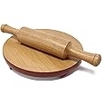 Renown Roti Maker Polpat-Roti Roller Wooden Regular Quality with Wooden Belan (Rolling Pin) (Brown)