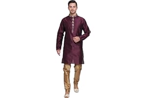 ITOS365 Herren Tunika Kunst Seide Kurta Pyjama Set Hochzeit Indische Kleidung Casual Party Kleid Geschenke Artikel