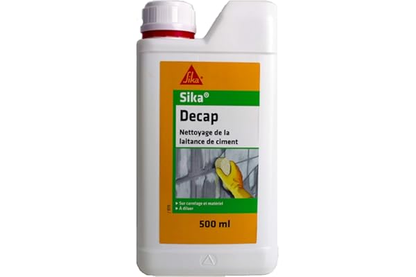 SIKA - Décapant nettoyant à diluer pour laitance de ciment de carrelage et matériel - Sika Decap - Intérieur/Extérieur -Dissout le ciment durci - 500ml