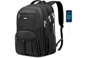 YIORMIOR Rucksack Herren, Schulrucksack Jungen Teenager, 50L Wasserdicht Arbeit Rucksack Laptop Rucksack für 17.3 zoll Laptop mit USB Ladeanschluss, Schwarz