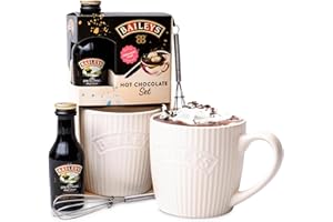 BEAMS INTERNATIONAL Baileys Hot Chocolate Gift Set - Official Baileys Irish Cream Liqueur 50 ml, Hot Chocolate Powder, Mug, Mini Whisk - Christmas Chocolates Gifts for Women, Men, Mum Gifts, Birthday