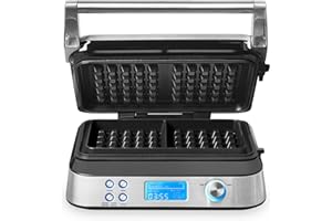 ‎GASTROBACK GASTROBACK 42424 Waffeleisen Advanced Control, 5 Verschiedene Programme, 7 Bräunungsstufen, Steuerung über LCD–Display, 1.600 Watt, Edelstahl, silber