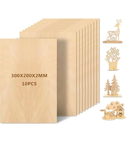 DWFEYOI Lot De 16 Feuilles Contreplaqué Tilleul 300x200x2mm - Bois Pour Bricolage Et Modélisme