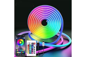 LRGBST 3M RGB Neon Streifen，5V IP65 Wasserdicht LED neon Light band with Bluetooth App and Fernbedienung für Home Dekoration Beleuchtung