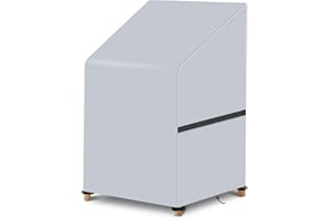 LUSCHEER Garden Stacking Chair Covers Waterproof Heavy Duty Oxford Fabric Patio Outdoor Chair Covers Windproof Anti-UV (65x65x80/120cm, Grey)