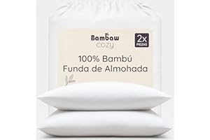 Bambaw Fundas de Almohada 50x70 cm Bambu, Pack de 2, Sabanas Frio para Verano de Bambú, Sábanas Refrigerantes Antiacaros, Funda Almohada Refrescante Certificada Oeko-Tex (Blanco)