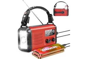 LEATON 20000mAh Emergency Solar Radio with Hand Crank, NOAA Weather Radio & USB Charger - Portable Power Bank, LED Flashlight, SOS Alarm (red)