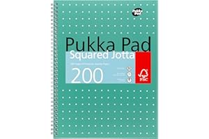 Pukka Pad, A4 Squared Metallic Jotta Book Bulk 1 Pack – 29.7 x 23cm – Wirebound Notebook with 80GSM Paper – Features 4-Hole Punch Margins and Perforated Edges - 200 Pages, Green