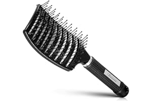 BSISME Curved Vent Brush and Hair Detangler, Professional Styling Hair Brush for Men Women, Vented Hair Brush for Faster Blow Drying,Detangle Brush Suitable for Long Thick Curly Straight Dry Wet Hair