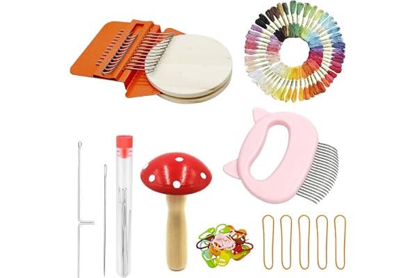 Allazone Speedweve Loom Mini Metier a Tisser 12 Hooks Darning Mini Loom Machine Speedweve et 50 Couleur Fils à Broder pour Tricoter Des Vêtements, Des Chaussettes