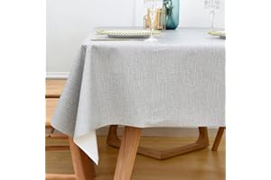 Yofori Table Cloth Wipe Clean Grey Wipeable Tablecloth PVC Waterproof Table Cover Plastic Table Protecter for Kitchen Outdoor (137x220cm, Grey)