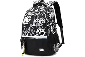 Amythe Mochila Escolar de Niño Adolescente - Mochila Colegio Chicos 10 12 16 18 años - Mochila para portátil de 15.6" - Ligera Mochila de Viaje Instituto Grande Impermeable de Moda, Negro