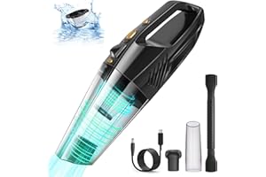 RAMOKEY Handstaubsauger Akku, Auto Handstaubsauger Kabellos mit LED-Licht, Mini Tragbarer Staubsauger Tierhaare für Haus, Haustier und Auto, 120 W Leistungsstarker Handstaubsauger für Nass und Trocken