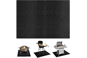 JASCHERRY Fire Pit Heat Proof Rectangle Mat for Outdoor Patio Deck Grass Lawn Protection - Folding and Portable 3 Layer Large Heat Shield Grill Fireproof Mat BBQ Camping Bonfires Utensils - Black 183*99cm