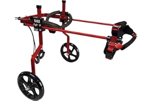 KAJILE Verstellbarer 2-Rad-Hunderollstuhl, XS-2 Größe für die Rehabilitation der Hinterbeine von behinderten Hunden, Geeignete Höhe 22-29 cm, Breite 11-15 cm, Länge 15–22 cm
