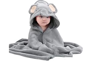 Asnewkit Hooded Baby Towel, Baby Bath Towels with Hood,Unique Animal Design Baby Towel with Hood Soft Absorbent Baby Bath Towels, for Newborn Baby Boy and Girl (Grey), 80 x 80 cm