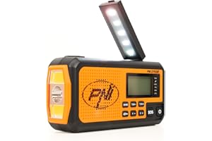 Radio Portable PNI DYN300, avec Dynamo, Chargement Solaire, Lampe de Poche, powerbank 4000 mAh, SOS, IPX3, Orange