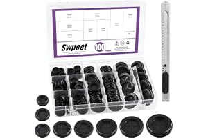 Swpeet 100 st 8 storlekar 5/8 tum 13/16 tum 7/8 tum 1 tum 1-1/16 tum 1-3/16 tum 1-3/8 tum 1-1/2 tum dubbelsidig gummigenomför