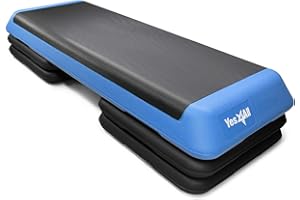 Yes4All Aerobic Stepper Exercise Steps with 3 Adjustable Height 10cm 15cm 20cm Step Platform – Fitness Stepper for Home & Gym, Aerobics, Cardio, Weights, Yoga