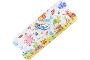 Moocuca Alfombrilla Antideslizante Bañera 100 x 40cm, Alfombra Baño Infantil con 200 Ventosas Fuertes, ​Motivos del Mundo Submarino Alfombrillas de Ducha para Bañera o Ducha