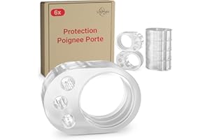 LouMaxx protection poignee porte - lot de 6 protège poignée porte transparents et protege mur pour poignée de fenêtre pour protéger contre les marques