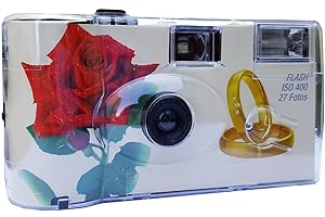 PHOTO PORST Einwegkamera im Hochzeitsdesign "Rosen + Ringe" 400 ASA 27 Aufnahmen mit Blitz