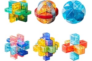 Hinourisha 6 puzzle logici in plastica di cristallo Brain Teaser, puzzle logico, compito di pensiero, IQ giochi IQ Test Challenge Toy 3D Interlocking Puzzles gioco districante per bambini adolescenti
