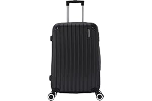 TROLLEY ADC - Valise Grande Taille Soute 75x46x28 cm - Rigide et Spacieuse - 4 Kg - 94 litres - 4 Doubles Roues Silencieuses - Maniable, Pratique et Étanche - Collection Corner - Noir