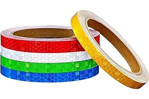 STBNVF 5Pcs Reflective Tape, Reflective Stickers, Fluorescent Tape, Luminous Tape, Reflective Tape Outdoor Waterproof, Security Marking Tape Reflective Safety Warning Tape for Vehicles Bikes Helmets (1cm*8m)
