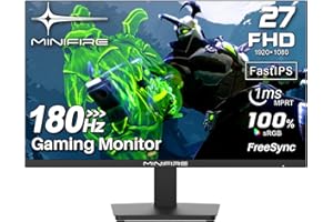 Minifire Gaming Monitor 27 inch 180Hz 1ms PC Gaming Computer Monitor -FHD 1080P丨AMD FreeSync丨 HDMI 1.4丨Display Port 1.2丨IPS丨Blacklevel Adjust丨VESA Compatible,Black (MFG27F4 HDMI Included)