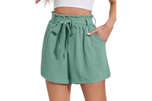 Atxnn Women's Shorts Summer Ladies Elastic Waist Short for Womens Wide Leg Loose Beach Work Lounge Pants with Pockets
