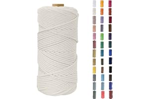 Binwat Macrame Cord Thick Natural Cotton Cord DIY Crafts Yarn Thread Twisted Spool Twine String Cotton Rope for Wall Hanging,Plant Hangers,Knitting,Decorative Projects 4mm x100m (Natural white)