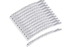 Dokpav 12 Pieces Rhinestone Bobby Pins, Crystal Hair Pin Decorations, Silver Metal Hair Clips, Barrettes Headdress, Fashion Hair Accessories for Women Lady for Girls Barrettes for Styling, Party