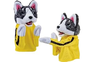 2 st Husky handdockor, plysch ljud hund handdockor | Interaktiva plyschdockor med ljudeffekter för låtsaslek, berättande, för