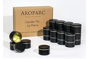 JULWHISPER Candle Tins 8oz, 24 Piece Black Candle Containers Candle Making Tins, Black Candle Tins for Candle Making - Black