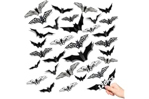 Leesgel 120 Stück Halloween Deko Fledermäuse, 3D Fledermäuse Deko Wandaufkleber und Fensterbilder, als Halloween Accessoires, für Party, Fenster, Tür, Kamin, innen und außen